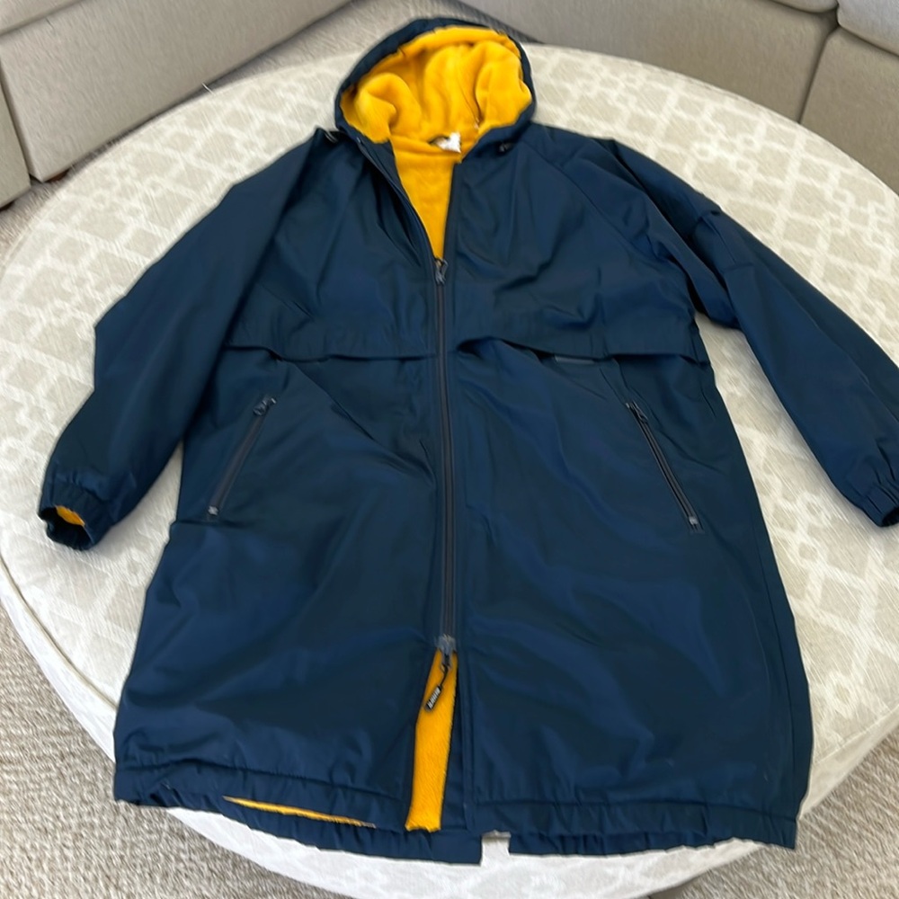 Kids Navy and Yellow Hooded Swim One Piece